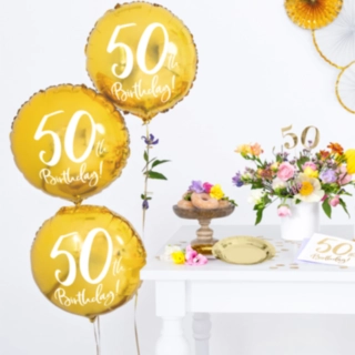Rund 50th Birthday Folieballon Guld