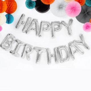 Happy Birthday Folieballoner Sølv