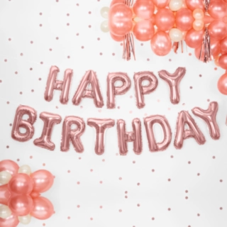 Happy Birthday Folieballoner Rosaguld