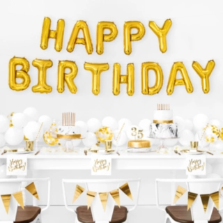 Happy Birthday Folieballoner Guld