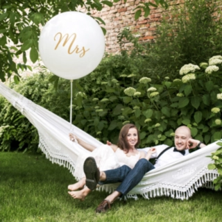 Mrs Kæmpe Ballon Hvid/Guld