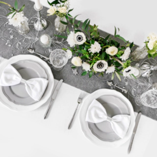 Mønstret Organza Bordløber Sort