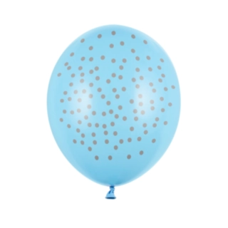 Sølvprikkede Balloner Pastel Lyseblå