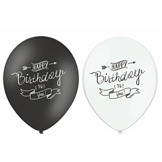 Happy Birthday Balloner Sort/Hvid