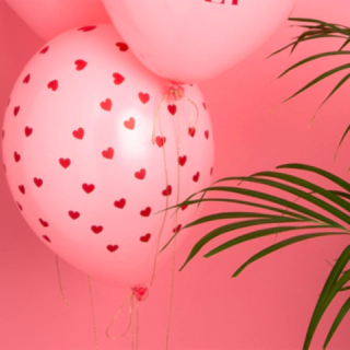 Røde Hjerter Balloner Lyserød