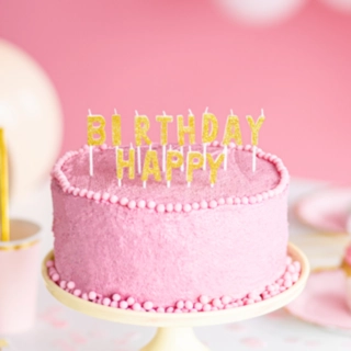 Happy Birthday Kagelys Glitter Guld