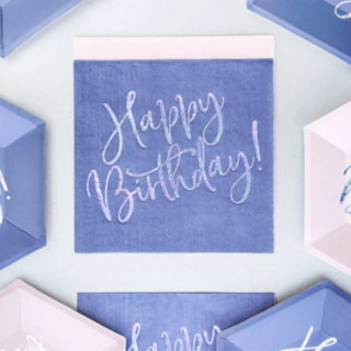 Happy Birthday Servietter Marineblå