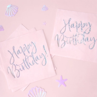 Happy Birthday Servietter Lyserød