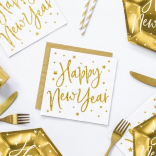 Happy New Year Servietter Guld