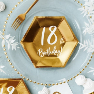 18th Birthday Paptallerkener Guld