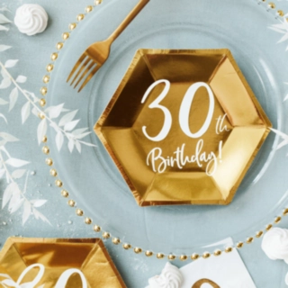30th Birthday Paptallerkener Guld