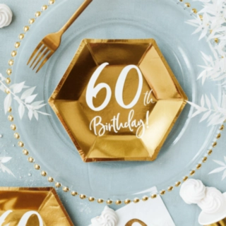 60th Birthday Paptallerkener Guld