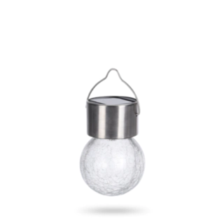 Hængende solcellelampe med tydelig top i rustfrit stål